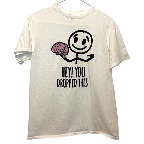 Odmart Hey You Dropped This Tshirt Brain White Mens Medium - Picture 2 of 5